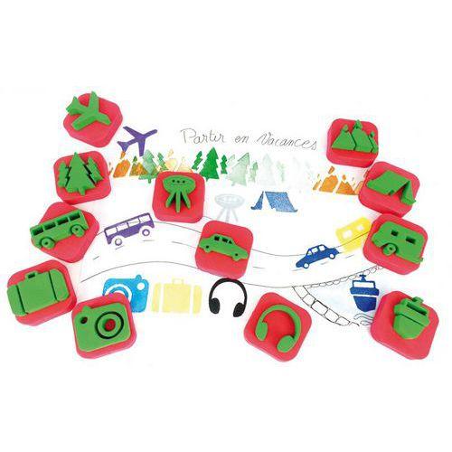 Illustration de : Maxi pack de 84 mini tampons 7 thèmes assortis