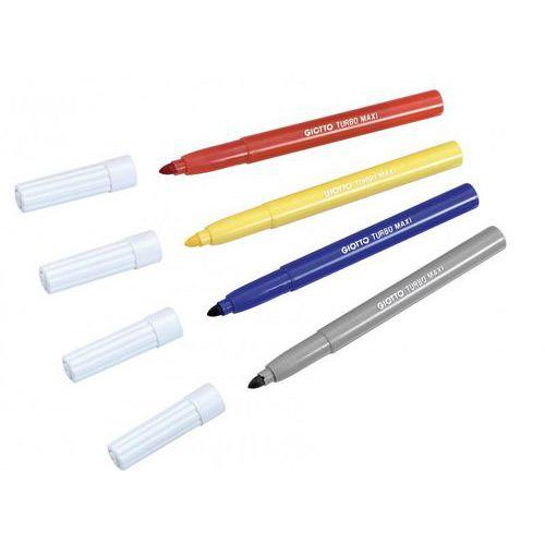 Illustration de : Pot plastique 48 feutres pointe extra large -Giotto