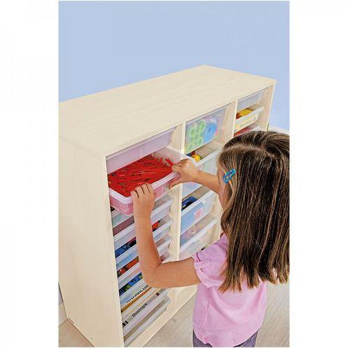 Illustration de : Meuble haut teinte bouleau 20 bacs incolores - Nathan