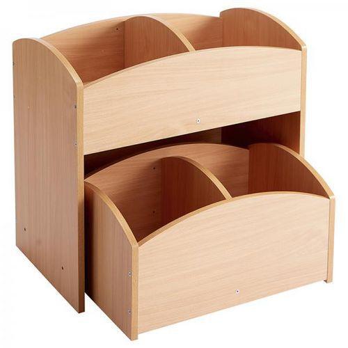 Illustration de : Bac à livres 2 cases haut teinte hêtre - Nathan