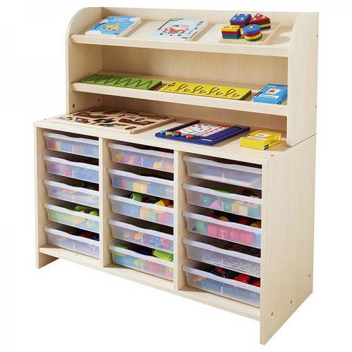 Illustration de : Surmeuble de présentation teinte bouleau - Nathan