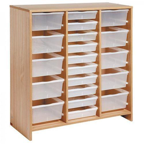 Illustration de : Meuble haut 20 bacs incolores teinte hêtre - Nathan