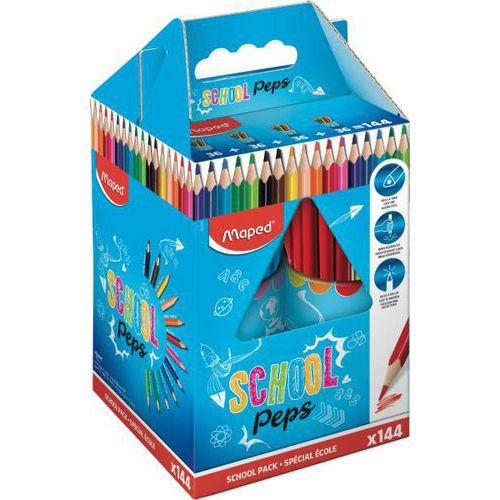 Illustration de : Schoolpack 144 crayons de couleurs en résine school peps - Maped