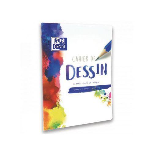 Illustration de : Cahier dessin coloré 32 pages 24x32cm uni blanc - Oxford