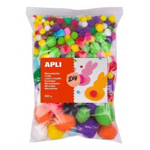 Illustration de : Sachet 500 pompons couleurs et tailles assorties - Apli