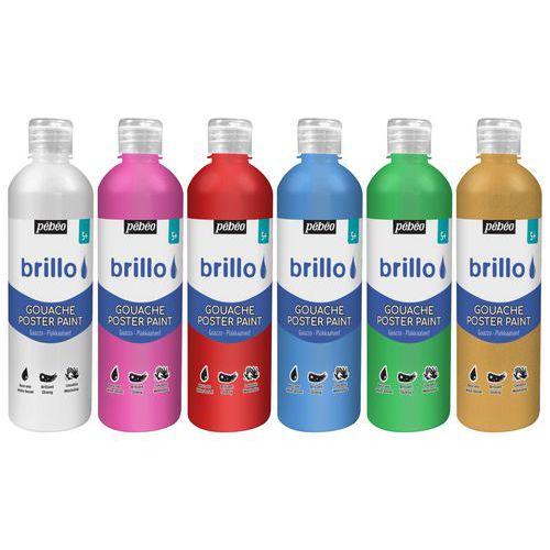 Illustration de : Assortiment 6 flacons 500ml brillo couleurs nacrées assorties - Pébéo