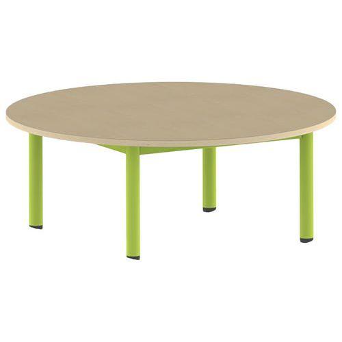 Illustration de : Table Carélie ronde Ø 120 cm mobile 4 pieds stratifié Mobidecor