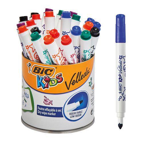 Illustration de : Pot de 24 mini velleda kids 10 cm pointe fine - Bic