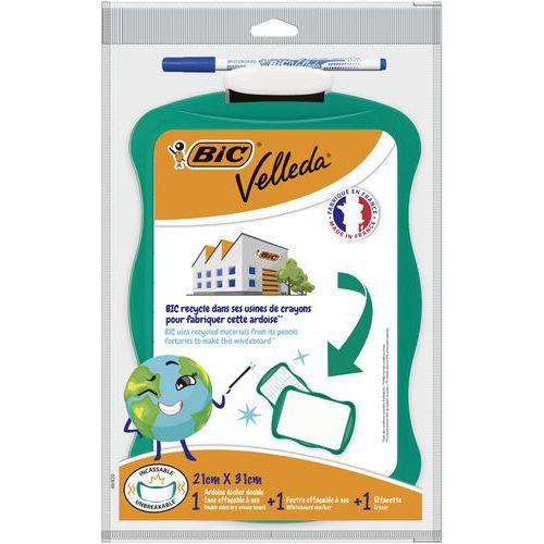 Illustration de : Ardoise velleda 21x31 cm blanche double face - Bic