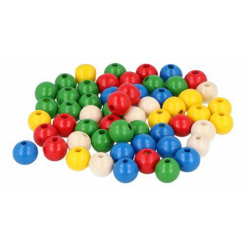 Illustration de : Sachet 65 perles bois rondes multicolores 12 mm - Innspiro