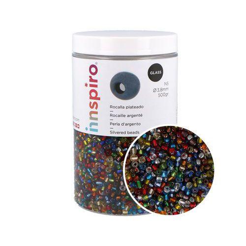 Illustration de : Boîte de 500 g perles de rocaille multicolores métal - Innspiro
