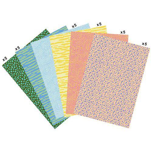 Illustration de : Pochette 30 feuilles animaux - Decopatch