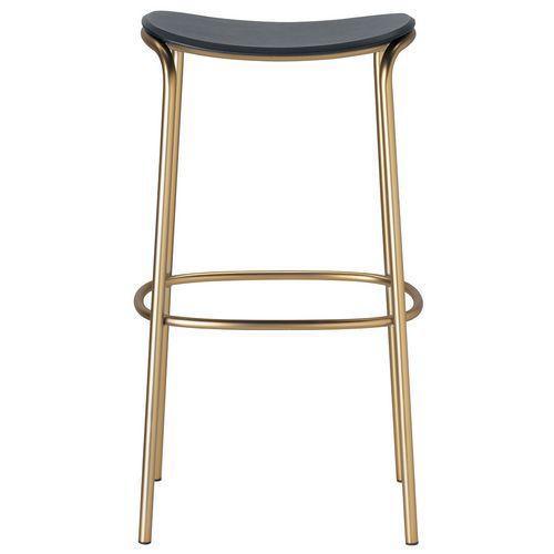 Illustration de : Tabouret Trick hauteur 65 et 75 cm assise bois S-CAB