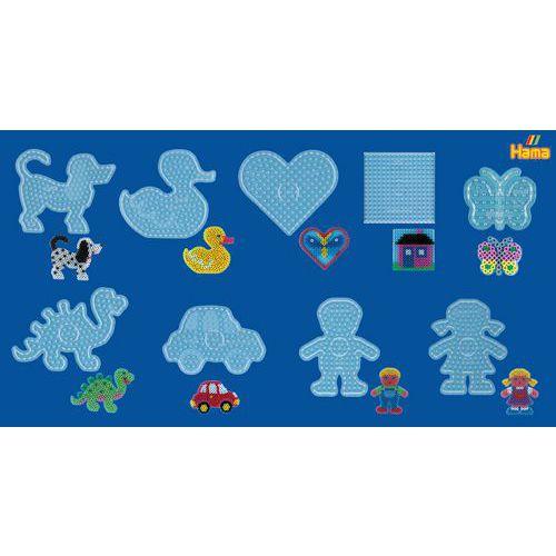 Illustration de : Assortiment de 9 plaques transparentes - Hama maxi