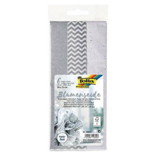 Illustration de : Lot 6 feuillets papier soie 50x75cm esprit de fête argent - Folia