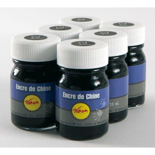 Illustration de : Flacon 50ml encre de Chine noire - Pichon