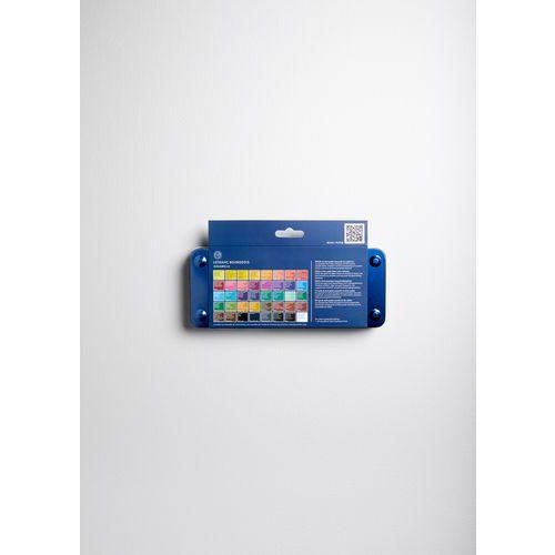 Illustration de : Boite métal aquarelle 40 demi godets avec pinceau - Lefranc Bourgeois