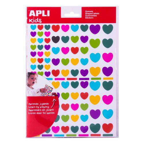 Illustration de : Pochette 624 gommettes coeur couleurs peps 3 tailles - Apli