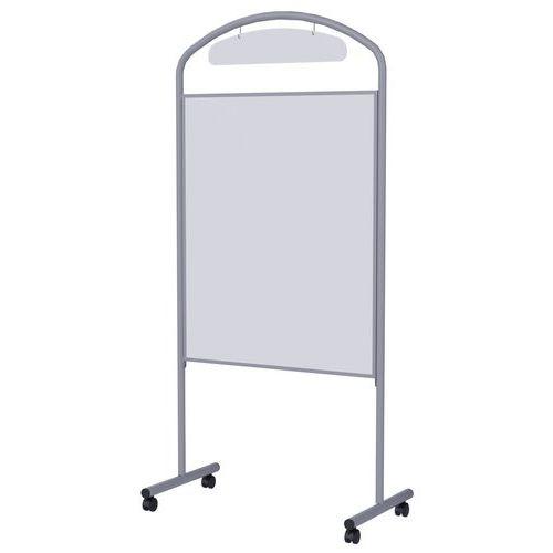 Illustration de : Présentoir tôle laquée cadre métal  sur roulettes