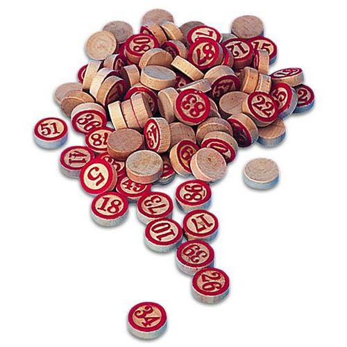 Illustration de : Pions de loto - bois numérotés