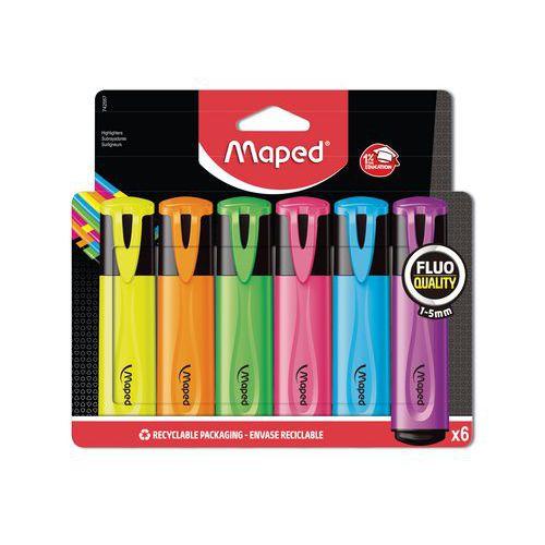 Illustration de : Pochette 6 gros fluo couleurs assortis - Maped