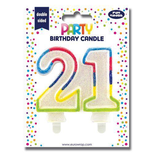 Illustration de : Bougie nombre 21 pailletée - Clairefontaine