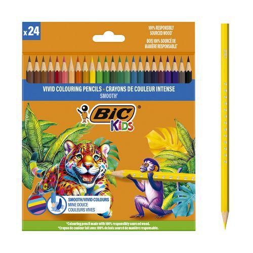 Illustration de : Etui 24 crayons de couleurs Smooth - Bic