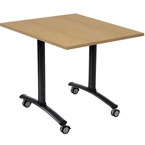 Illustration de : Table carrée plateau mélaminé pivotant Axe - Manutan Expert