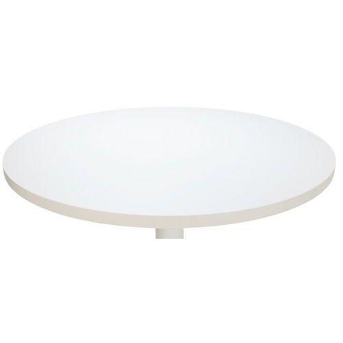 Illustration de : Table de réunion haute  pied métal Ø 80 cm Blanc - Manutan Expert