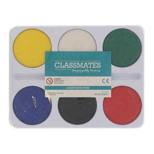 Illustration de : Boîte plastique de 6 godets - Assortiment de 6 couleurs - Classmates