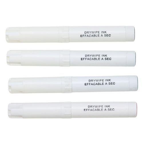 Illustration de : Etui 4 marqueurs effaçables à sec pointe ogive 4 mm assortis - Pichon