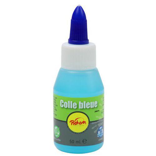 Illustration de : 24 flacons 50mL et 1 flacon 5 L colle bleue et 1pompe doseuse - Pichon