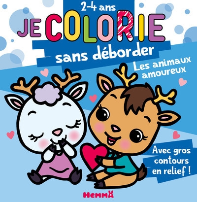 Je colorie sans déborder (2-4 ans) - les animaux amoureux - avec gros contours en relief ! - Image principale