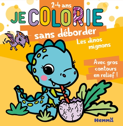 Je colorie sans déborder (2-4 ans) - les dinos mignons t67 - avec gros contours en relief ! - Image principale