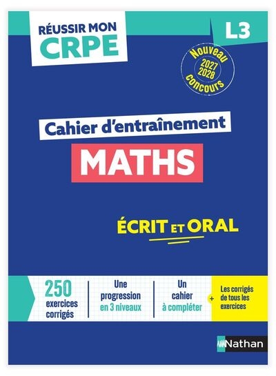 Réussir mon crpe - maths l3 cahier d'entrainement 2027-2028 - Image principale