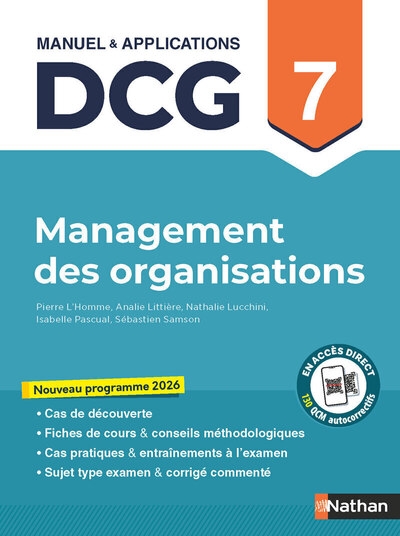 Management des organisations - dcg - épreuve 7 - manuel et applications - 2026 - Image principale