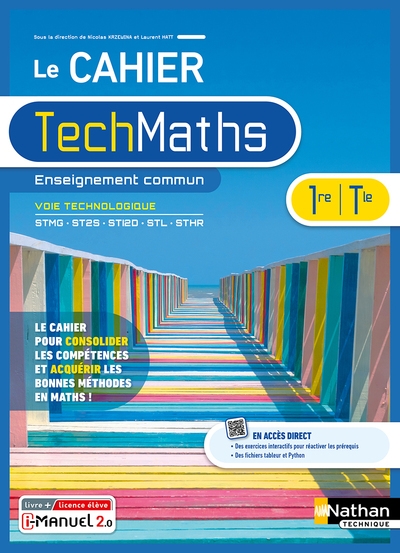 Cahier mathématiques premières et terminales technologiques - enseignement commum - livre + licence élève 2023 - Image principale