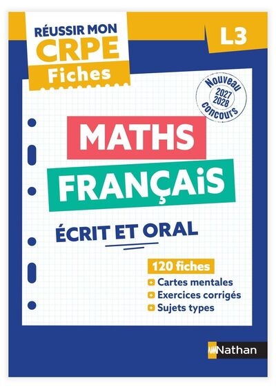 Réussir mon crpe - maths français l3 écrit fiches 2027 - Image principale