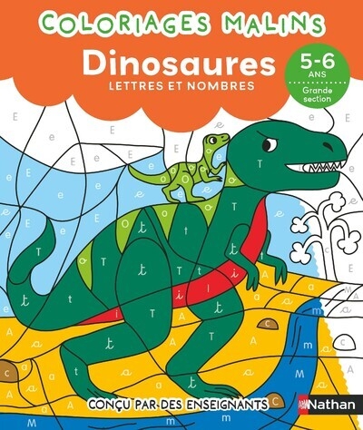 Coloriages malins - les dinosaures lettres et nombres - 5-6 ans gs - Image principale