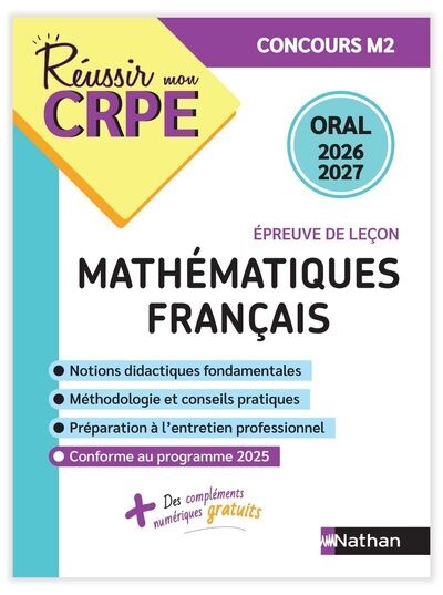 Réussir mon crpe français maths admission concours m2 oral 2026-2027 - Image principale