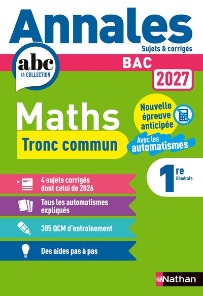 Annales bac maths 1re - tronc commun - Image principale