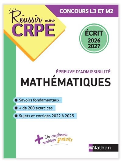 Réussir mon crpe maths épreuve d'admissibilité écrit 2026 2027 - Image principale