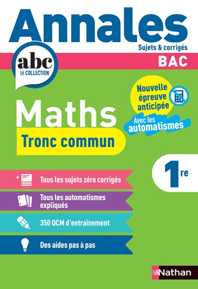 Annales bac maths 1re - tronc commun - Image principale