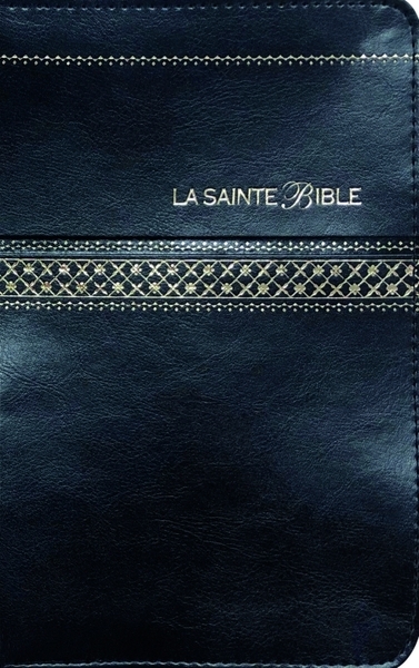 La sainte bible segond 1910 - noir, similicuir, onglets, glissière, souple, format compact, tranche - Image principale