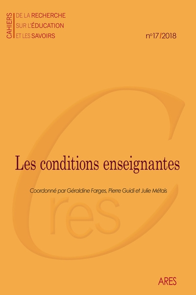 Cahiers de la recherche sur l'éducation et les savoirs, n° 17/2018 - Image principale