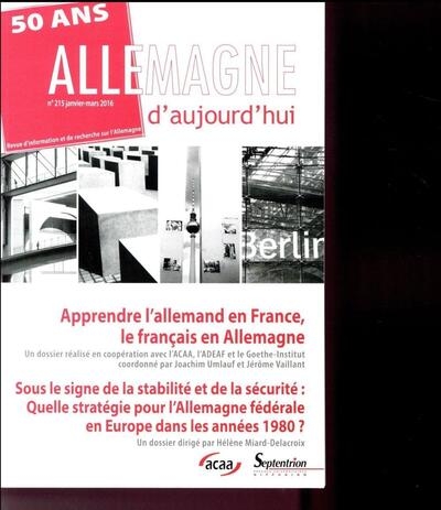 Allemagne d''aujourd''hui, n°215/janvier - mars 2016 - Image principale