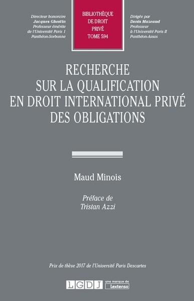 Recherche sur la qualification en droit international privé des obligations - Image principale
