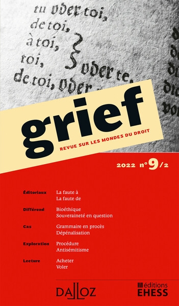 Grief, revue sur les mondes du droit n°9/2 - Image principale