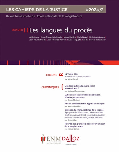 Les cahiers de la justice 2/2024. les langues du procès - Image principale