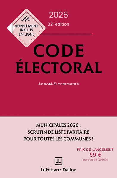 Code électoral 2026, annoté et commenté. 32e éd. - Image principale